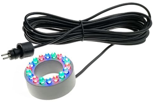KIXZSAZ Anillo de luz LED sumergible para fuente, estanque, jardín, acuario, círculo con orificio para fuente subacuática, Luz multicolora