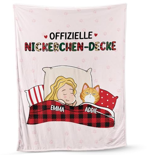 Geschenke Mall Personalisierte Kuscheldecke - Das Leben Ist Besser Mit Katzen - Decke Personalisiert, Personalisierte Decke Mit Foto, Kuscheldecke Personalisiert, Decke Selbst Gestalten (1 Katze)