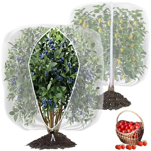 2PCS 180x200cm Insect Netting Bags,Fruit Tree Netting with Zipper & Drawstring,Garden Bird Barrier Mesh Covers Bags for Protecting Tree Blueberry Flowers Vegetables Bush Plants from Bugs Deer Pest