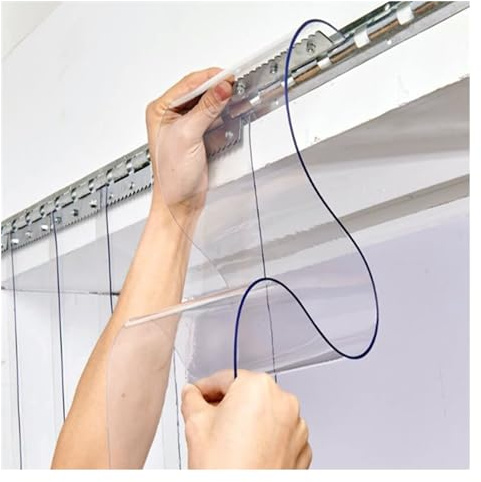 Tenda a strisce in PVC, per magazzini, refrigeratori e macellai, tende industriali sovrapposte di 3 cm, per refrigeratori e congelatori, strisce in plastica vinilica trasparente liscia