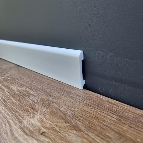 Skirting Board Trim H17P Size 13x78 mm x 2M | Luxury White High-Impact Polystyrene Baseboard Moulding | Water-Resistant, Durable, Shockproof | Smooth Finish | Easy Glue Installation