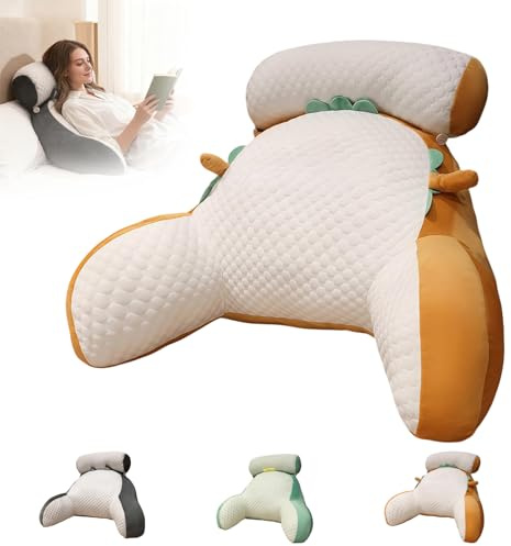 mzvoo Viroxa XXL Relax Rückenstützkissen,Rückenkissen Bett,Lesekissen Mit Armlehnen, Abnehmbarer Kissenbezug,Rückenstütze Bieten, Zum Lesen, Fernsehen, Treffen