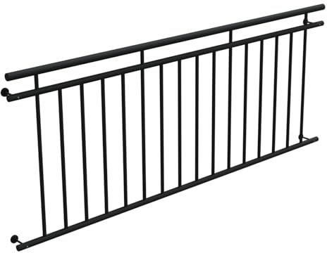 HAGO 24 | Balcón francés | Rejilla para ventana | Barandilla de acero | 225 x 90 cm negro | Barandilla de barandilla | Balcón Juliet | Barandilla | Balcón de salida | Ventana de barandilla
