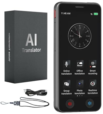 Builrand Dispositivo traductor de idiomas de IA, 139 idiomas en línea y fuera de línea, 98% de precisión, traducción instantánea de fotos de texto de voz de 0,2 s, traductor instantáneo portátil de 5