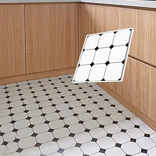 Baldosa autoadhesiva de 1,5 mm de grosor, 30 x 30 cm, suelo vinílico for baño, cocina y chimenea, impermeable y extraíble.(64 pack/5.76m²)