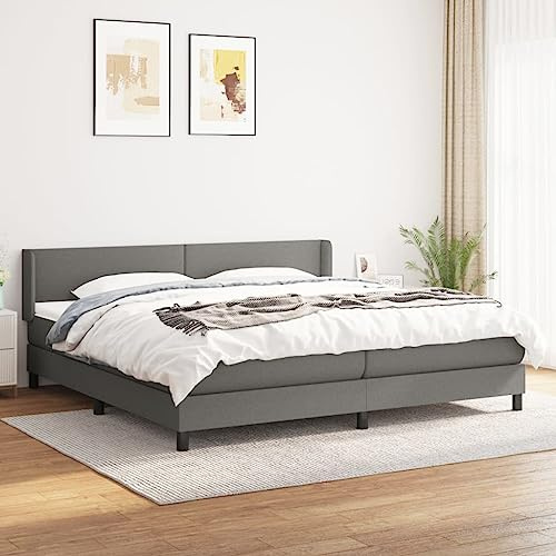 Frdhee Seniorenbett Bettgestell Bettrahmen,Boxspringbett mit Matratze Dunkelgrau 200x200 cm Stoff,Bett Für Erwachsene Jugendliche,Modern,Einfacher Aufbau,Schnelle Installation