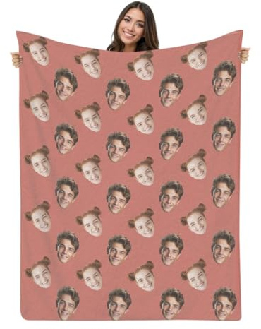 jklitio Individuelle Decke mit Gesichtsbild, personalisierbar, Geschenk für Mutter, Vater, Freunde, Liebhaber, Weihnachten