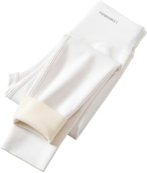Baggy Pantalon de Jogging Femme Hiver Fille Polaire Doublé Sous-vêtements Thermiques Épais et Chauds pour Enfants Yoga Sport Jogging Vêtements décontractés, Blanc., 10-11 ans