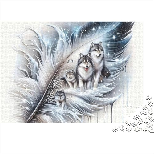 Puzzle Plume Esprit Loup 1000 Pièces 70x50cm Papier Recyclé Adultes Fantaisie Animal Esprit Amusant Défiant Activité Maison Pass-Temps Cadeau Hommes Femmes