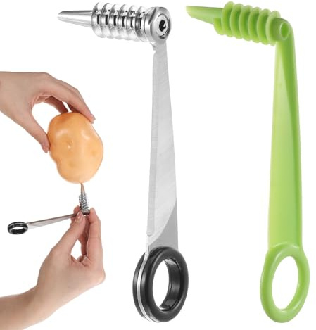 2 Stück Edelstahl Spiralschneider Kunststoff Spiralschneider | Kartoffel manueller Spiralschneider, Handgeführtes Gemüsespiralschneider, für Kartoffeln Obst Karotten und Gurken