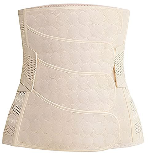 WANYIG postförlossningsstöd mage 4 inlägg efter förlossning mage wrap bälte graviditet recovery girdle stödbälte magband magbälte stöder midja rygg och mage, Beige, L