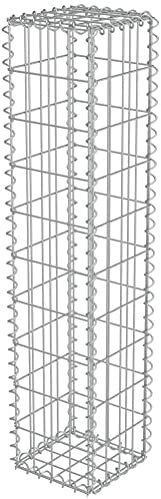 Defacto Gabbione a colonna in pietra, rettangolare, colonna decorativa per esterni, spessore del filo: 4 mm, con 6 supporti distanziatori DF-GS (20 x 20 x 175 cm)