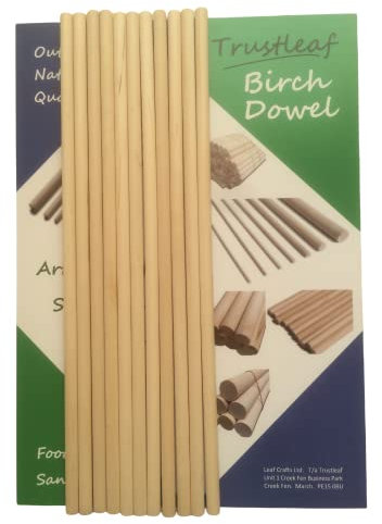 Trustleaf 8mm x 30cm Birch Hardwood Wooden Dowels (10 Dowels)