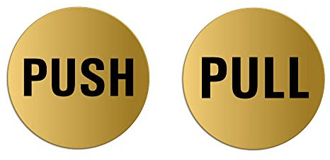 Plaques de Porte - Push Pull Lot de 2 Ø 75 mm Plaque signalétique Aluminium aspect laiton