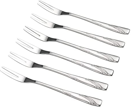 CHAMEEN 12 tenedores de fruta de acero inoxidable, tenedor de frutas de acero inoxidable, tenedores pequeños para tartas