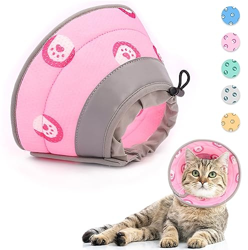 Supet Halskrause Katze,Einstellbarer Halskrause Katze Halsband,Wiederherstellung Halsband Weich Kragen Cone Nach Operation und Verletzungen für Welpen,Hunde und Katzen (Pink, S)