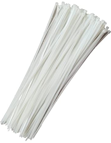 Kabelbinder, extra lang, 400 mm x 4,8 mm, selbstschließend, Nylon, Weiß, 100 Stück