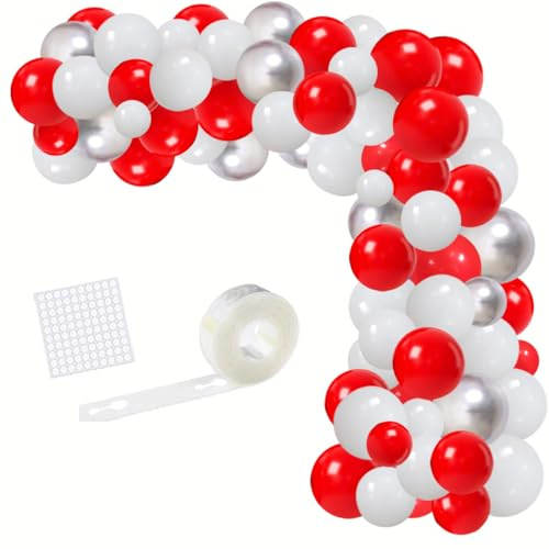 Party Luftballons Set rot weiß Luftballons rot gelb Luftballons für Geburtstag Hochzeit Weihnachten Party Dekorationen (red white)