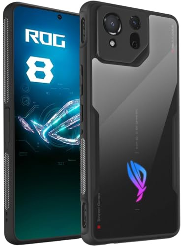 HikerClub Handyhülle für ASUS ROG Phone 8, ROG Phone 8 Pro (2024) Hülle Transparent Case, Kompatibel mit Air Trigger, Kameraschutz und Staubstopfen [Anti-Rutsch-Textur] Stoßfeste Schutzhülle Cover