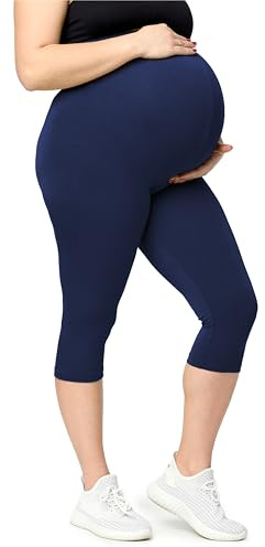 Merry Style stora storlekar damer 3/4 mammaleggings av bomull MS10-464, Marinblå, 4XL
