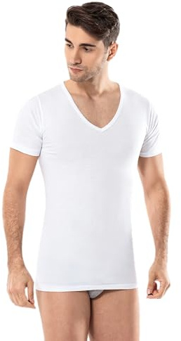 Men's Vests - Crew Neck - V Neck Undershirts with Ultimate Soft Multiple Pack Short Sleeve Underwear Original 100% Cotton Comfy (UK, L, 3, White - Vneck)