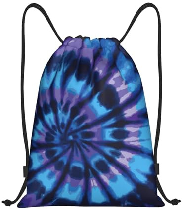 Gianlaima Tie Dye Blue Purple Background Drawstring Bags Backpack Sport Ball Bag Sport Gym Sack Drawstring Bag String Bag Yoga Dance Travel Bag For Men Women