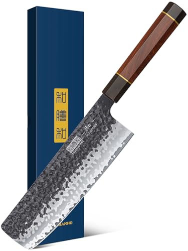 HOSHANHO Japanisches Nakiri Messer Kochmesser, Scharf Küchenmesser Hochkohlenstoffstahl Stahl Nakiri Gemüsemesser, Profi Hackmesser mit 18 cm Messerklinge und Ergonomischem Griff