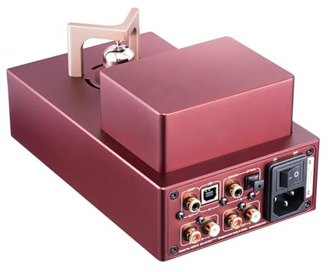 THYXGS Tube Headphone Amplifier, Bile Duct Headphone Amp, Hi-Fi Stereo Audio W/Low Ground Noise Output Protection, Dual Clock Function, Fiber-optic Coaxial Input
