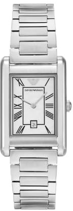 Emporio Armani klocka för män, Quartz tvåhandsrörelse och 25mm fodralstorlek med rostfritt stål eller läderrem