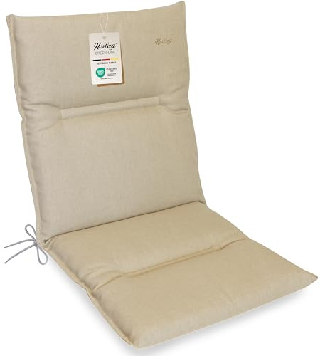 Herlag Niedriglehner-Auflage Greta 100x50x7cm - Green-Line: Bezug aus 100% recyceltem Polyester - Sitzauflage mit Fleck- & UV-Schutz - Polster für Niederlehner-Gartenstühle - Öko Tex 100 - Natur