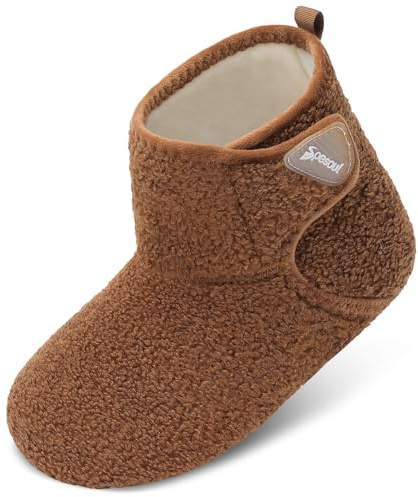 Spesoul Womens Mens Slipper Socks Fuzzy House Slippers Non Slip Slipper Boots Adjustable Bootie Slippers for Women Indoor and Outdoor 8-9 Women/6.5-7.5 Men