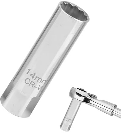 Girihe 1 PCS 14mm Plug Socket, 14mm Spark Plug Socket Thin Wall 14 mm Spark Plugg Sockett 3/8, 14 mm Thin Walled Sockett Compatible with Mini Automobile Sparkk Plugg Wrench