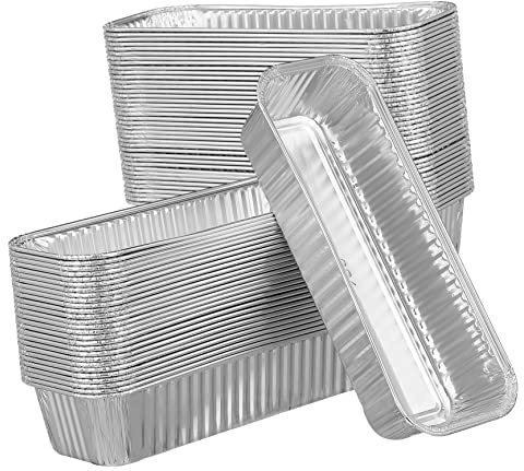 GRIRIW 125 pièces Aluminium Foil Pans Jetables Rectangulaires pour Cuisson Rôtissage et Stockage Alimentaire pour Barbecues et Réceptions
