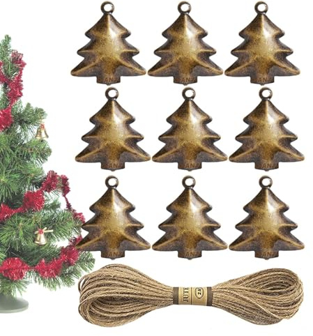 Dekorative Glocken 9 Stück - Metall Glocken Deko Für Weihnachtsbaum Mit 2 Meter Band - Festlicher Anhänger Für Winterfeier Zuhause Tür Fenster