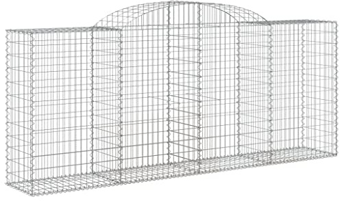 Nqyjm Recinzione in Maglia da Giardino Cesti per gabbioni Arcuati 2 pezzi 300x50x120/140 cm Ferro Zincato, Gabbie per Pietre per Terrazza Esterna Prato Decorativo