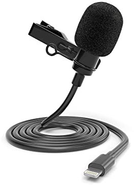 ayex Lavalier microfono adatto per iPhone e iPad con protezione antivento e morsetto perfetto per interviste Vlogging Meetings Livestreams