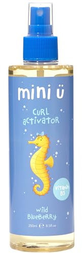 Mini U Wild Blueberry Curl Activator for Curly Hair - Blueberry Scented Kids Hair Spray with Aloe Vera For Frizz Control & Fluffy Flyaways - 250 ml