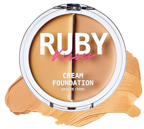 Ruby Kisses Cream Foundation 3D Face Creator 2-Color Foundation and Concealer, 12 Hour Wear Long Lasting, Medium to Full Coverage (Level 3)