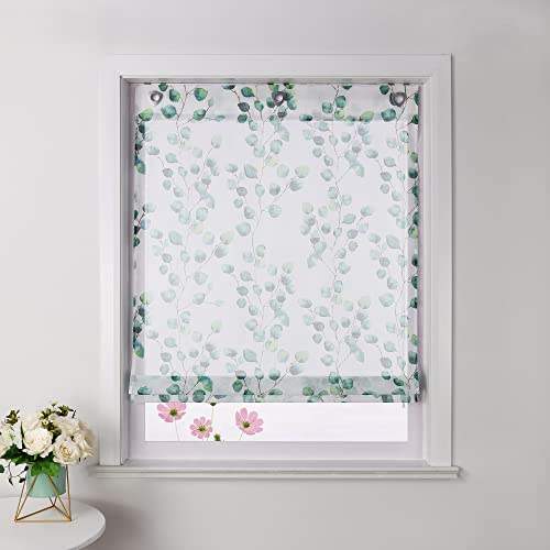 Joyswahl Dolly Raffrollo Grüne Blätter Ösenrollo mit Hakenaufhängung ohne Bohren »Rabia« Schals Fenster Vorhänge BxH 100x140cm Grün 1 Stück