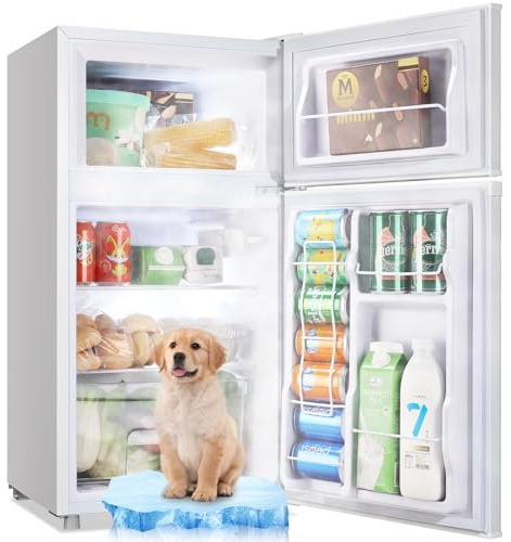 WANAI 3.5 Cu.Ft White Mini Fridge With Freezer Compact Refrigerator Dorm
