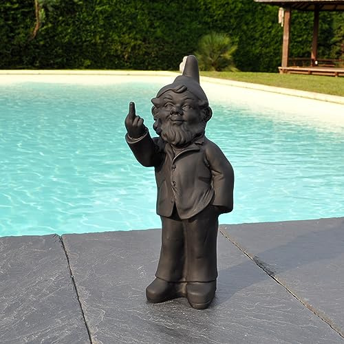 Générique Nain de Jardin insolent 1 Doigt d'honneur (Noir Mat) Fait Main. Livraison Offerte en Point Relais Proche de chez Vous.