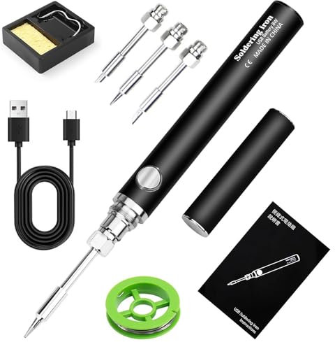 Treedix Cordless Soldering Iron Kit, USB Rechargeble Soldering Gun, 3 Temperature Adjustable Rapid Heat 620-840°F, Portable Soldering Iron Pen for Electronic, Home Appliance Repair, DIY