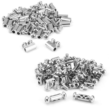 Morsetti Serracavo, HERKINDNESS 60 Pezzi Morsetto per Fune Metallica, due Tipi Morsetto Cavo a Fune in Rame Viene Fornito con 120 Viti, per Tende da Sole, Corde Tende, Corde Lavanderia