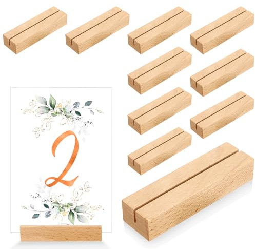 Litimkat 10 Pezzi Portacarte in Legno per Matrimoni, Banchetti e Feste - Portafoto, Portanumeri da Tavolo in Faggio, Portamenu per Ristoranti