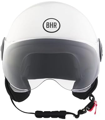 BHR Casco Demi-Jet, Casco Scooter 835 SPECIAL, Bianco, XS | Omologato ECE 22.06, Visiera a Occhiale Antigraffio, Sgancio Micrometrico e Guanciali Removibili, Uomo e Donna