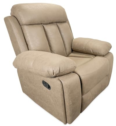 Homey - Sofá de 1 Plaza con Función Relax, Modelo Havana con Reclinación Manual de Respaldo y Resposapiés, Medidas: 104 cm (Ancho) x 103,5 cm (Alto) x 93 cm (Fondo), Beige