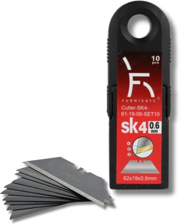 FurniSafe Trapezklingen für Teppichmesser 10 Stück Klingen 60 x 19 mm Trapezklinge ultra scharf Profi Ersatzklingen 0,6 mm stark