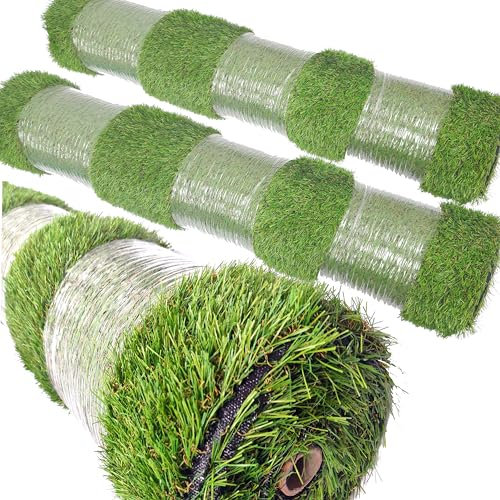 WALPLUS 4m x 1m Artificial Grass - UV Protection Fake Grass with UV Resistant Fibres, 20mm Pile Height, Ideal Astro Turf for Gardens - Three Rolls