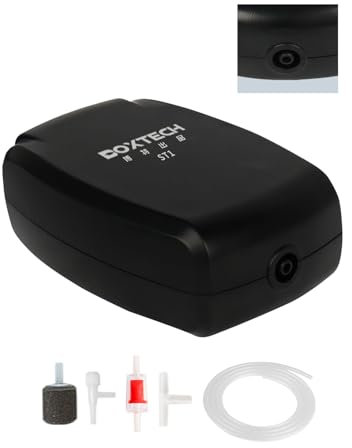 boxtech Aquarium Air Pump Kit, Single Outlet Oxygen Pump for Fish Tank with Accessories Include bubble stone, air hose, check valves (2W)