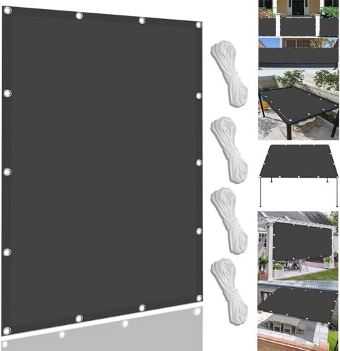 Sonnensegel Sonnenschutz inkl Befestigungsseile 70 x 160 cm,Sonnenschutz 98% Uv Schutz Windschutz Reißfest Wetterfest, Markisenstoff Balkonverkleidung,Für Balkon Garten, Dunkelgrau